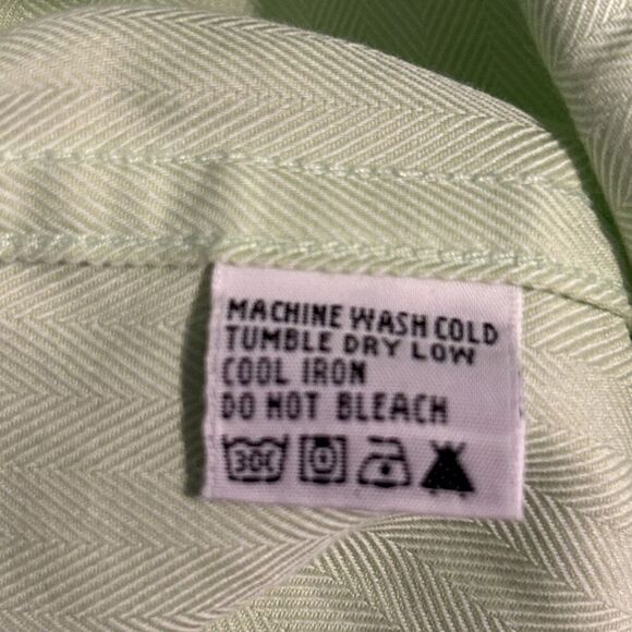 Bobby Jones Green Long Sleeve Button Down Collared Herringbone Shirt Mens Medium - Picture 16 of 16